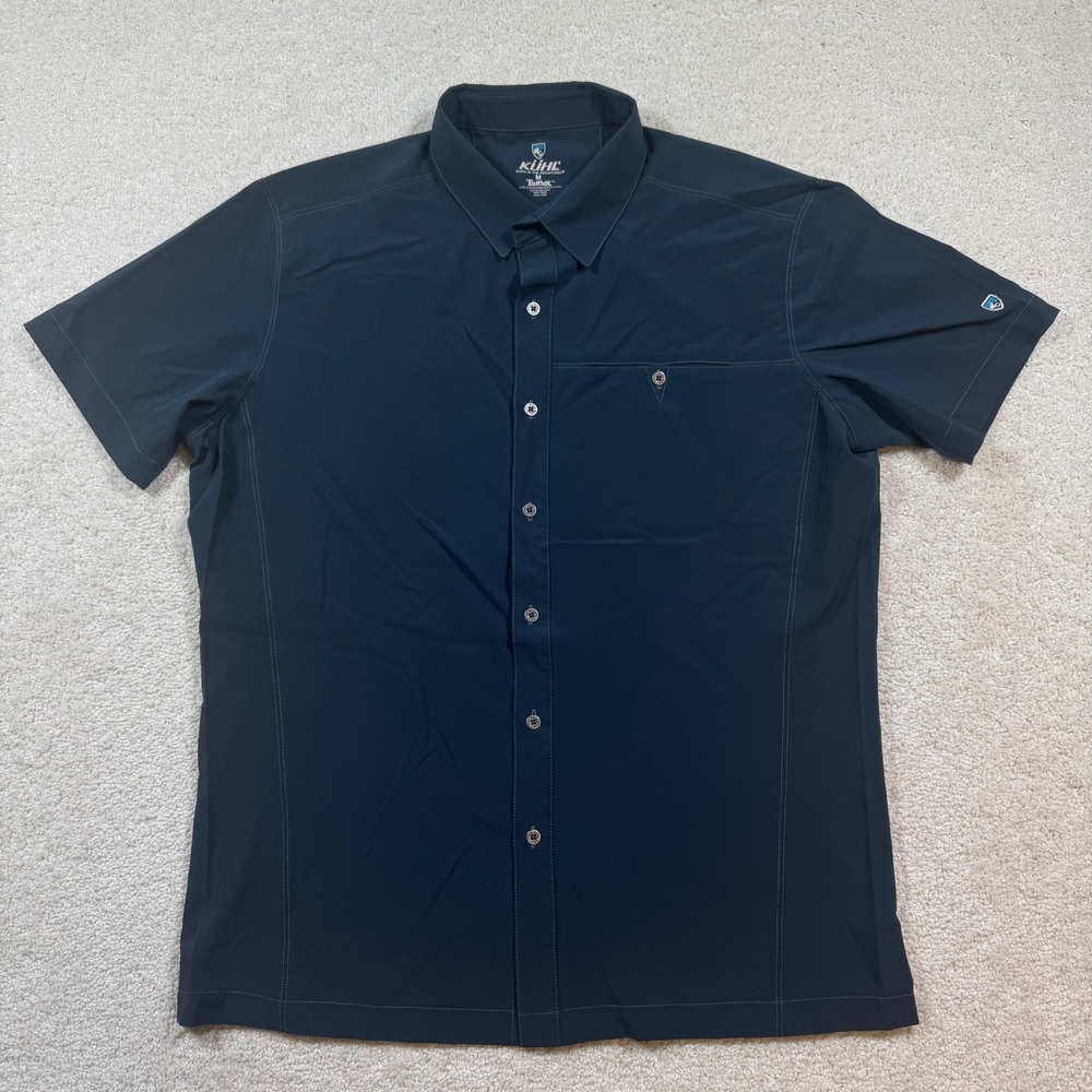 KUHL Tufflex Short Sleeve Shirt Mens Medium Blue Button Up Hiking 3069 - Picture 2 of 8